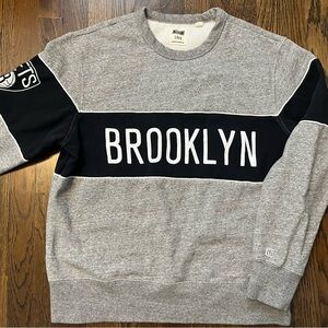 Brooklyn Nets Gray and Black Crewneck Sweatshirt